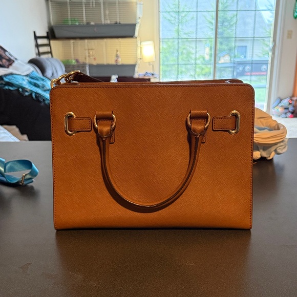 Michael Kors Cognac Saffiano Leather Satchel with Strap - Picture 2 of 5